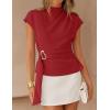ZESICA Women’s 2026 Summer Cap Sleeve Blouse Mock Neck Business Casual Tops Spring Dressy Tunic Work Shirts(Wine)