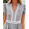 ZESICA Women’s Summer Casual Mini Dress 2026 V Neck Flutter Short Sleeve Striped Ruffle A Line Beach Vacation Dresses(Black)