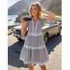 ZESICA Women’s Summer Casual Mini Dress 2026 V Neck Flutter Short Sleeve Striped Ruffle A Line Beach Vacation Dresses(Black)