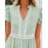 ZESICA Women’s Summer Casual Mini Dress 2026 V Neck Flutter Short Sleeve Striped Ruffle A Line Beach Vacation Dresses(Green)