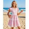 ZESICA Women’s Summer Casual Mini Dress 2026 V Neck Flutter Short Sleeve Striped Ruffle A Line Beach Vacation Dresses(Pink)