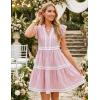 ZESICA Women’s Summer Casual Mini Dress 2026 V Neck Flutter Short Sleeve Striped Ruffle A Line Beach Vacation Dresses(Pink)