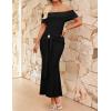 ZESICA Women’s 2026 Off Shoulder Bodycon Maxi Dress Summer Spring Formal Elegant Cocktail Party Wedding Guest Midi Dresses(Black)