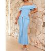 ZESICA Women’s 2026 Off Shoulder Bodycon Maxi Dress Summer Spring Formal Elegant Cocktail Party Wedding Guest Midi Dresses(Blue)