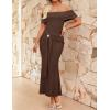 ZESICA Women’s 2026 Off Shoulder Bodycon Maxi Dress Summer Spring Formal Elegant Cocktail Party Wedding Guest Midi Dresses(Coffee)
