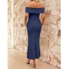 ZESICA Women’s 2026 Off Shoulder Bodycon Maxi Dress Summer Spring Formal Elegant Cocktail Party Wedding Guest Midi Dresses(Navy)