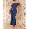 ZESICA Women’s 2026 Off Shoulder Bodycon Maxi Dress Summer Spring Formal Elegant Cocktail Party Wedding Guest Midi Dresses(Navy)