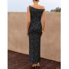 ZESICA Women’s Summer One Shoulder Floral Bodycon Midi Dress 2026 Ruched Elegant Wedding Cocktail Party Long Dresses(Black)