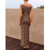 ZESICA Women’s Summer One Shoulder Floral Bodycon Midi Dress 2026 Ruched Elegant Wedding Cocktail Party Long Dresses(Brown)