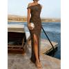 ZESICA Women’s Summer One Shoulder Floral Bodycon Midi Dress 2026 Ruched Elegant Wedding Cocktail Party Long Dresses(Brown)