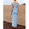 ZESICA Women’s Summer One Shoulder Floral Bodycon Midi Dress 2026 Ruched Elegant Wedding Cocktail Party Long Dresses(Dustyblue)