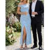 ZESICA Women’s Summer One Shoulder Floral Bodycon Midi Dress 2026 Ruched Elegant Wedding Cocktail Party Long Dresses(Dustyblue)