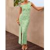 ZESICA Women’s Summer One Shoulder Floral Bodycon Midi Dress 2026 Ruched Elegant Wedding Cocktail Party Long Dresses(Green)