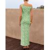 ZESICA Women’s Summer One Shoulder Floral Bodycon Midi Dress 2026 Ruched Elegant Wedding Cocktail Party Long Dresses(Green)