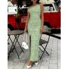 ZESICA Women’s Summer One Shoulder Floral Bodycon Midi Dress 2026 Ruched Elegant Wedding Cocktail Party Long Dresses(Green)