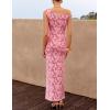 ZESICA Women’s Summer One Shoulder Floral Bodycon Midi Dress 2026 Ruched Elegant Wedding Cocktail Party Long Dresses(Pink)