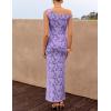 ZESICA Women’s Summer One Shoulder Floral Bodycon Midi Dress 2026 Ruched Elegant Wedding Cocktail Party Long Dresses(Purple)