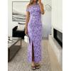 ZESICA Women’s Summer One Shoulder Floral Bodycon Midi Dress 2026 Ruched Elegant Wedding Cocktail Party Long Dresses(Purple)
