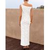 ZESICA Women’s Summer One Shoulder Floral Bodycon Midi Dress 2026 Ruched Elegant Wedding Cocktail Party Long Dresses(White)