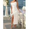 ZESICA Women’s Summer One Shoulder Floral Bodycon Midi Dress 2026 Ruched Elegant Wedding Cocktail Party Long Dresses(White)