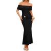 ZESICA Women’s 2026 Off Shoulder Bodycon Maxi Dress Summer Spring Formal Elegant Cocktail Party Wedding Guest Midi Dresses(Black)