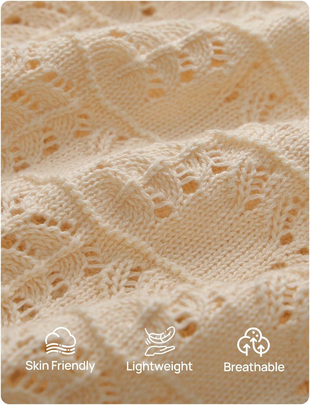 imageZESICA Womens Spring Tops Crochet Short Sleeve Sweaters 2026 Summer Casual Crewneck Hollow Out Shirts Beach Vacation OutfitsApricot