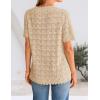 ZESICA Women’s Spring Tops Crochet Short Sleeve Sweaters 2026 Summer Casual Crewneck Hollow Out Shirts Beach Vacation Outfits(Apricot)
