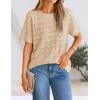 ZESICA Women’s Spring Tops Crochet Short Sleeve Sweaters 2026 Summer Casual Crewneck Hollow Out Shirts Beach Vacation Outfits(Apricot)