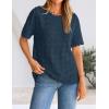 ZESICA Women’s Spring Tops Crochet Short Sleeve Sweaters 2026 Summer Casual Crewneck Hollow Out Shirts Beach Vacation Outfits(Darkblue)