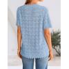 ZESICA Women’s Spring Tops Crochet Short Sleeve Sweaters 2026 Summer Casual Crewneck Hollow Out Shirts Beach Vacation Outfits(Lightblue)