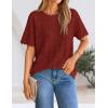ZESICA Women’s Spring Tops Crochet Short Sleeve Sweaters 2026 Summer Casual Crewneck Hollow Out Shirts Beach Vacation Outfits(Wine)