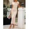 ZESICA Women’s Summer Cap Sleeve Bodycon Midi Dresses 2026 Formal Ruched Wedding Guest Cocktail Party Long Dress(Apricot)