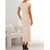ZESICA Women’s Summer Cap Sleeve Bodycon Midi Dresses 2026 Formal Ruched Wedding Guest Cocktail Party Long Dress(Apricot)