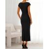 ZESICA Women’s Summer Cap Sleeve Bodycon Midi Dresses 2026 Formal Ruched Wedding Guest Cocktail Party Long Dress(Black)