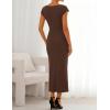 ZESICA Women’s Summer Cap Sleeve Bodycon Midi Dresses 2026 Formal Ruched Wedding Guest Cocktail Party Long Dress(Coffee)