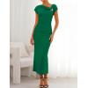ZESICA Women’s Summer Cap Sleeve Bodycon Midi Dresses 2026 Formal Ruched Wedding Guest Cocktail Party Long Dress(Green)