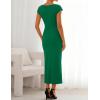 ZESICA Women’s Summer Cap Sleeve Bodycon Midi Dresses 2026 Formal Ruched Wedding Guest Cocktail Party Long Dress(Green)
