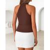 ZESICA Women’s Summer Sleeveless Halter Top 2026 V Neck Ruched Tie Wrap Fitted Racerback Tank Tops Trendy Y2k Clothes(Brown)