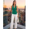 ZESICA Women’s Summer Sleeveless Halter Top 2026 V Neck Ruched Tie Wrap Fitted Racerback Tank Tops Trendy Y2k Clothes(Green)