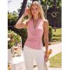 ZESICA Women’s Summer Sleeveless Halter Top 2026 V Neck Ruched Tie Wrap Fitted Racerback Tank Tops Trendy Y2k Clothes(Pink)