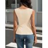 ZESICA Womens Summer Sleeveless Tank Tops 2026 Asymmetrical Neck Ruched Slim Fit Shirts Fashion Going Out Clothes(Apricot)