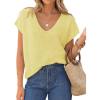 ZESICA Summer Short Sleeve Sweater for Women 2026 Casual V Neck Oversized Sweater Vest Lightweight Knit Pullover Tops(Yellow)