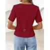 ZESICA Women’s Trendy Vests Top 2026 Spring Summer Square Neck Short Sleeve Blazer Button Down Crop Casual Work Blouse(Wine Red)