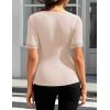 ZESICA Women’s 2026 Spring Lace Short Sleeve T Shirts Summer Crewneck Fitted Going Out Tops Dressy Fashion Clothes(Apricot)