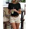 ZESICA Women’s 2026 Spring Lace Short Sleeve T Shirts Summer Crewneck Fitted Going Out Tops Dressy Fashion Clothes(Black)
