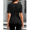 ZESICA Women’s 2026 Spring Lace Short Sleeve T Shirts Summer Crewneck Fitted Going Out Tops Dressy Fashion Clothes(Black)