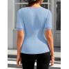 ZESICA Women’s 2026 Spring Lace Short Sleeve T Shirts Summer Crewneck Fitted Going Out Tops Dressy Fashion Clothes(Blue)