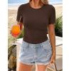 ZESICA Women’s 2026 Spring Lace Short Sleeve T Shirts Summer Crewneck Fitted Going Out Tops Dressy Fashion Clothes(Brown)