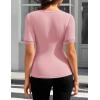 ZESICA Women’s 2026 Spring Lace Short Sleeve T Shirts Summer Crewneck Fitted Going Out Tops Dressy Fashion Clothes(Pink)