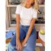 ZESICA Women’s 2026 Spring Lace Short Sleeve T Shirts Summer Crewneck Fitted Going Out Tops Dressy Fashion Clothes(White)